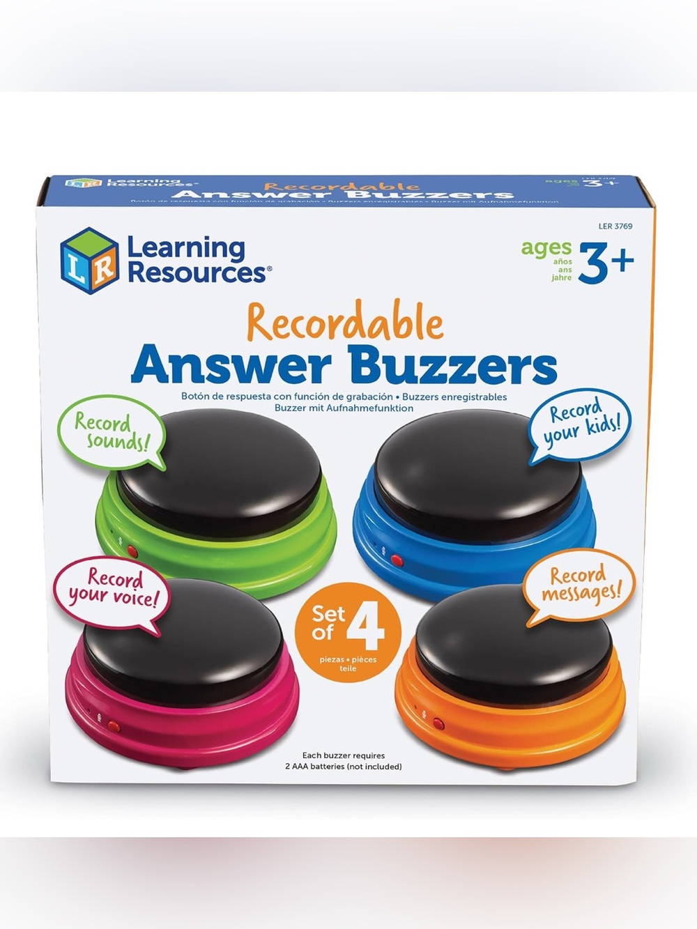 Learning Resources Recordable Answer Buzzers, Set of 4
